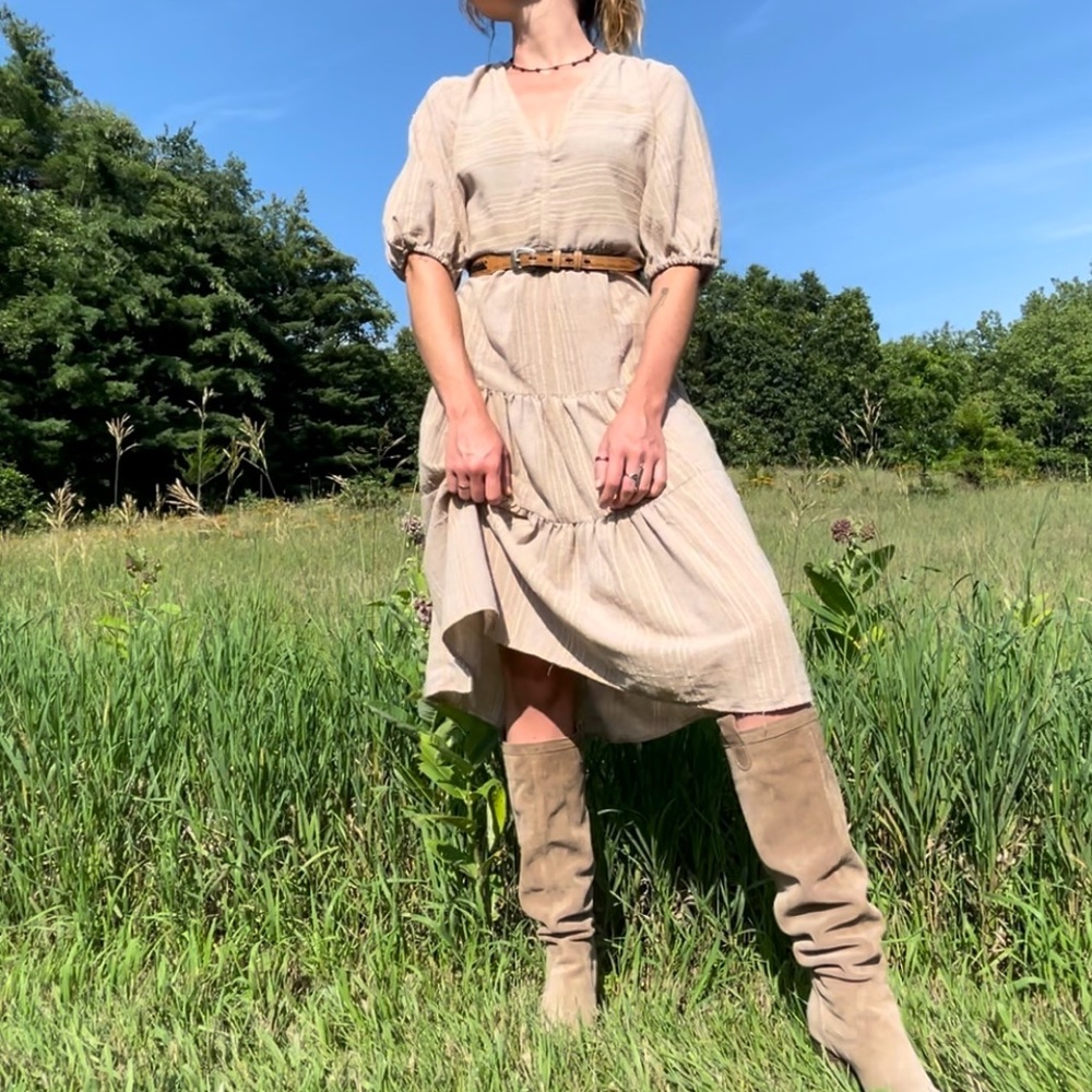 Boho Midi Dress with Sleeves